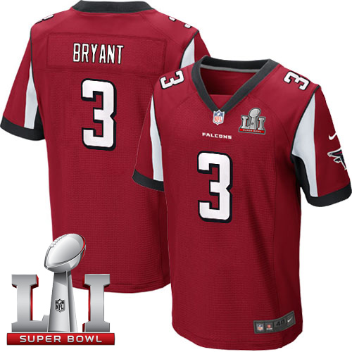 Nike Falcons #3 Matt Bryant Red Team Color Super Bowl LI 51 Men's Stitched NFL Elite Jersey